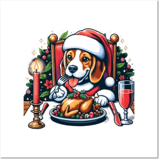 Beagle Dog Christmas Meal Posters and Art